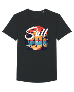 Sail - apus de soare cu palmieri si barci cu panze Tricou mânecă scurtă guler larg Bărbat Skater