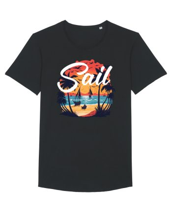 Sail - apus de soare cu palmieri si barci cu panze Black