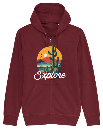 Explore - plaja cu cactusi si apus de soare Burgundy