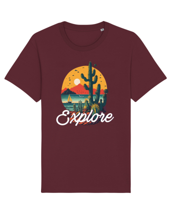 Explore - plaja cu cactusi si apus de soare Burgundy