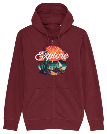 Explore - plaja cu cactusi si apus de soare Burgundy