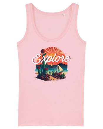 Explore - plaja cu cactusi si apus de soare Cotton Pink