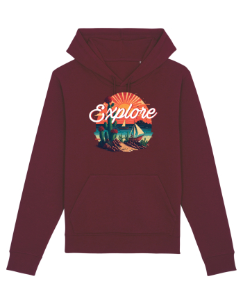 Explore - plaja cu cactusi si apus de soare Burgundy