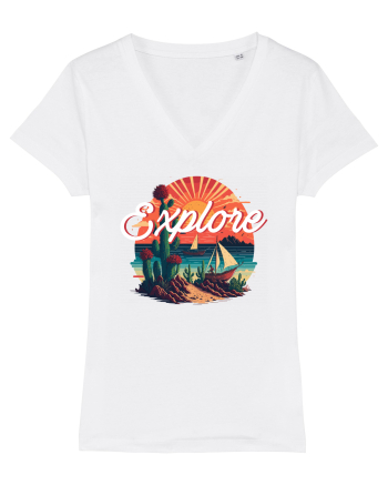 Explore - plaja cu cactusi si apus de soare White