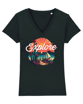 Explore - plaja cu cactusi si apus de soare Black