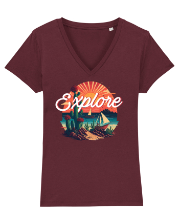 Explore - plaja cu cactusi si apus de soare Burgundy