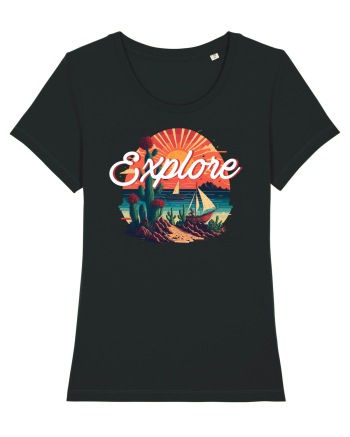Explore - plaja cu cactusi si apus de soare Black