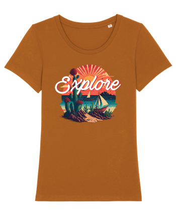 Explore - plaja cu cactusi si apus de soare Roasted Orange