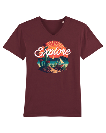 Explore - plaja cu cactusi si apus de soare Burgundy