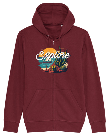 Explore - plaja cu cactusi si apus de soare Burgundy
