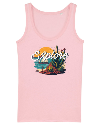 Explore - plaja cu cactusi si apus de soare Cotton Pink