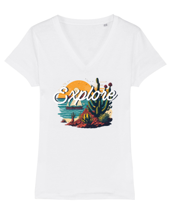 Explore - plaja cu cactusi si apus de soare White