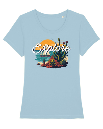 Explore - plaja cu cactusi si apus de soare Sky Blue
