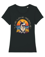 Live Love Rescue Tricou mânecă scurtă guler larg fitted Damă Expresser