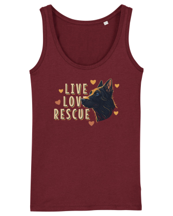 Live Love Rescue Dog -3 Burgundy