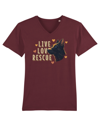 Live Love Rescue Dog -3 Burgundy