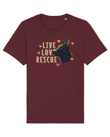 Live Love Rescue Dog -3 Burgundy