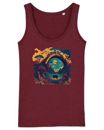 Magic jungle - blue elephant Burgundy