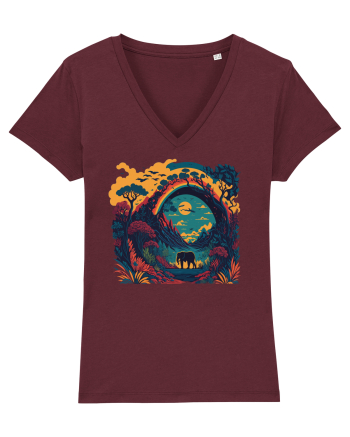 Magic jungle - blue elephant Burgundy