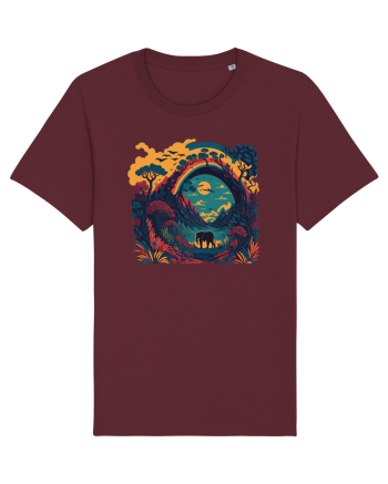 Magic jungle - blue elephant Burgundy