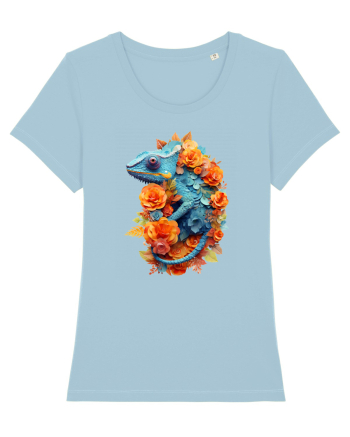 Cameleon printre flori Sky Blue