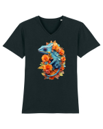 Cameleon printre flori Tricou mânecă scurtă guler V Bărbat Presenter
