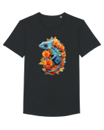 Cameleon printre flori Tricou mânecă scurtă guler larg Bărbat Skater