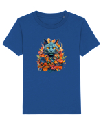 Pisica desenata din flori Tricou mânecă scurtă  Copii Mini Creator