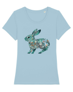 Iepure floral Tricou mânecă scurtă guler larg fitted Damă Expresser