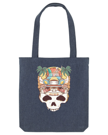 Free Your Mind Retro Beach Skull Midnight Blue