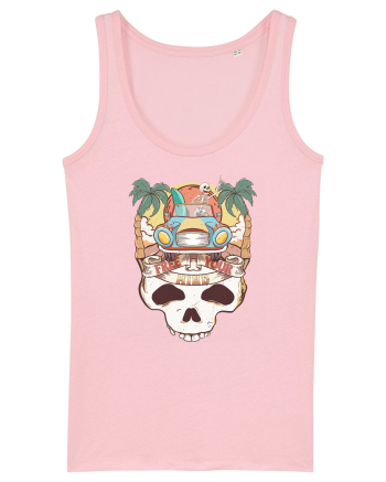 Free Your Mind Retro Beach Skull Cotton Pink