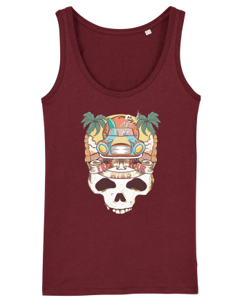 Free Your Mind Retro Beach Skull Burgundy