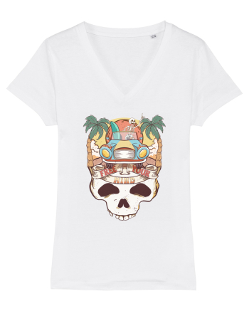 Free Your Mind Retro Beach Skull White