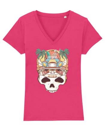Free Your Mind Retro Beach Skull Raspberry