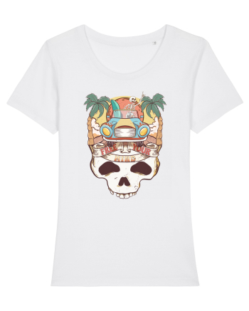 Free Your Mind Retro Beach Skull White