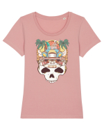 Free Your Mind Retro Beach Skull Tricou mânecă scurtă guler larg fitted Damă Expresser