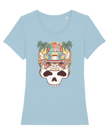 Free Your Mind Retro Beach Skull Sky Blue