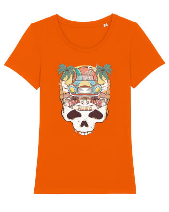 Free Your Mind Retro Beach Skull Bright Orange