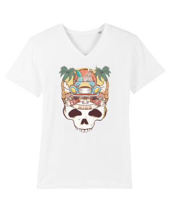 Free Your Mind Retro Beach Skull White