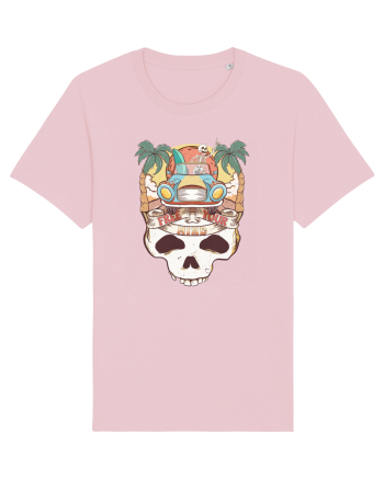 Free Your Mind Retro Beach Skull Cotton Pink