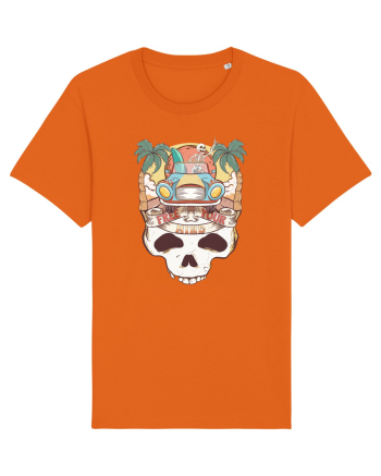 Free Your Mind Retro Beach Skull Bright Orange