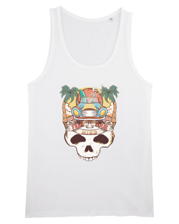 Free Your Mind Retro Beach Skull White