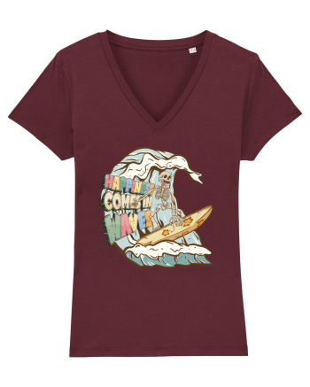 Happiness Comes In Waves Burgundy