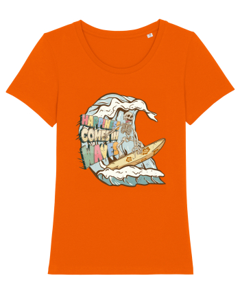 Happiness Comes In Waves Bright Orange