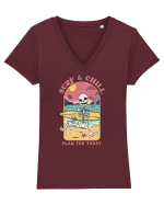 Surf & Chill Plan For Today Tricou mânecă scurtă guler V Damă Evoker