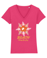 Beach Bring You Joy Tricou mânecă scurtă guler V Damă Evoker