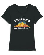 Come Camp in a Mountains! Tricou mânecă scurtă guler larg fitted Damă Expresser