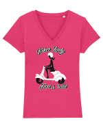 Biker Lady Tricou mânecă scurtă guler V Damă Evoker