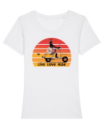 Live, Love, Ride Tricou mânecă scurtă guler larg fitted Damă Expresser