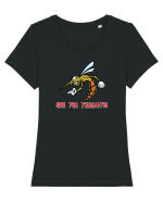 Un tantar nervos Tricou mânecă scurtă guler larg fitted Damă Expresser